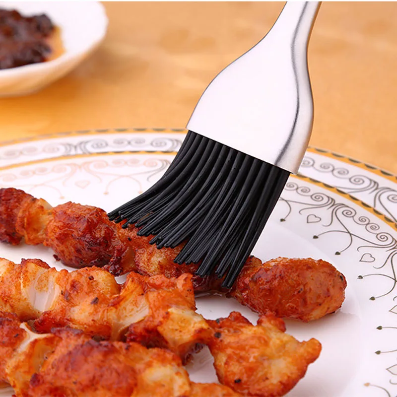 Basting Brush Vacuum Anti-Hot Handle 304 Stainless Steel Kitchen Brush Silicone Baking Bakeware Cook Pastry Oil Cream BBQ Tools