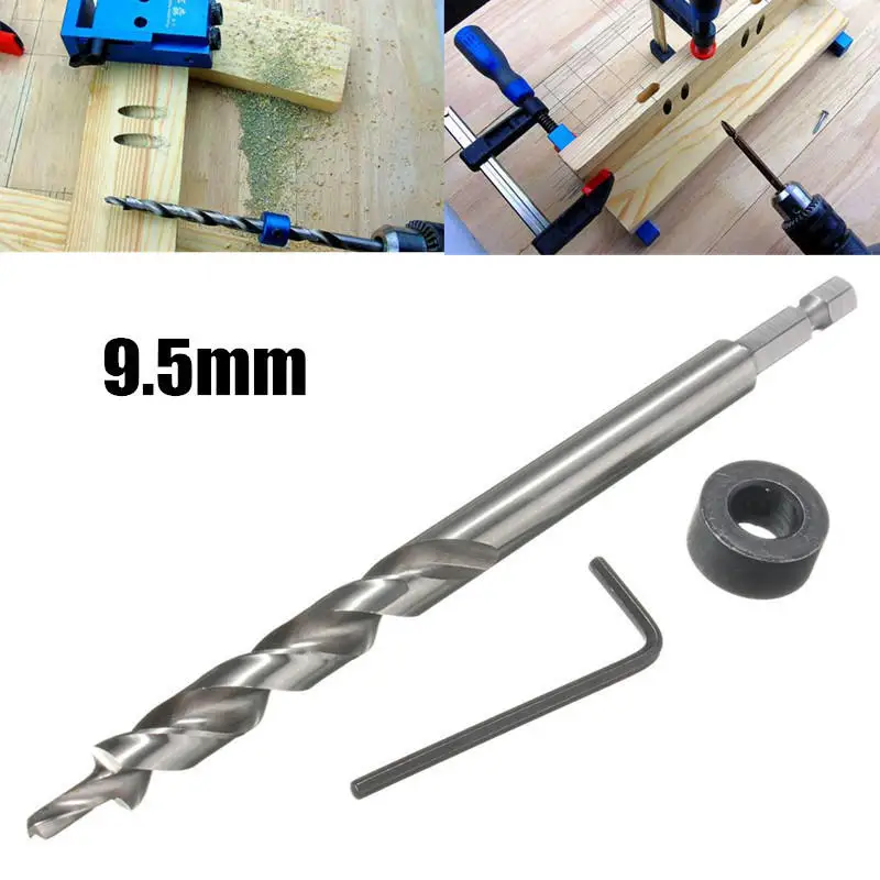 9.5mm Twist Step Drill Bit With Depth Stop Collar for Pocket Hole Jig