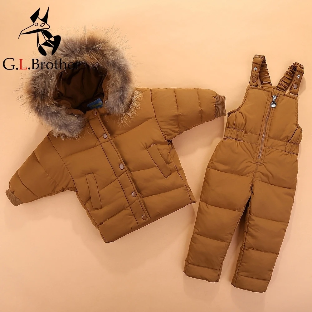 

Batwing Sleeve Winter Kids Snowsuit Baby Boy Ski Suit 2pcs Thick Duck Down Coat+Jumpsuit Pants Toddler Boy Clothes Set Snow Wear