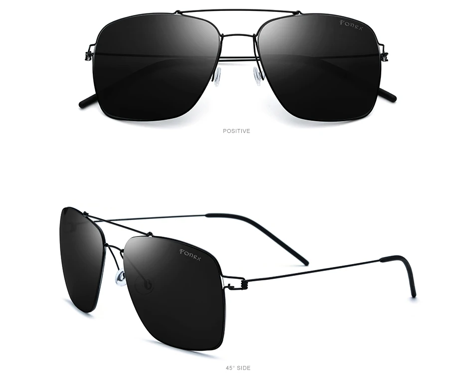 FONEX, поляризационные солнцезащитные очки для мужчин, ультралегкие, фирменный дизайн, зеркальные, сплав, большие размеры, квадратные солнцезащитные очки для мужчин, Безвинтовые очки 98622