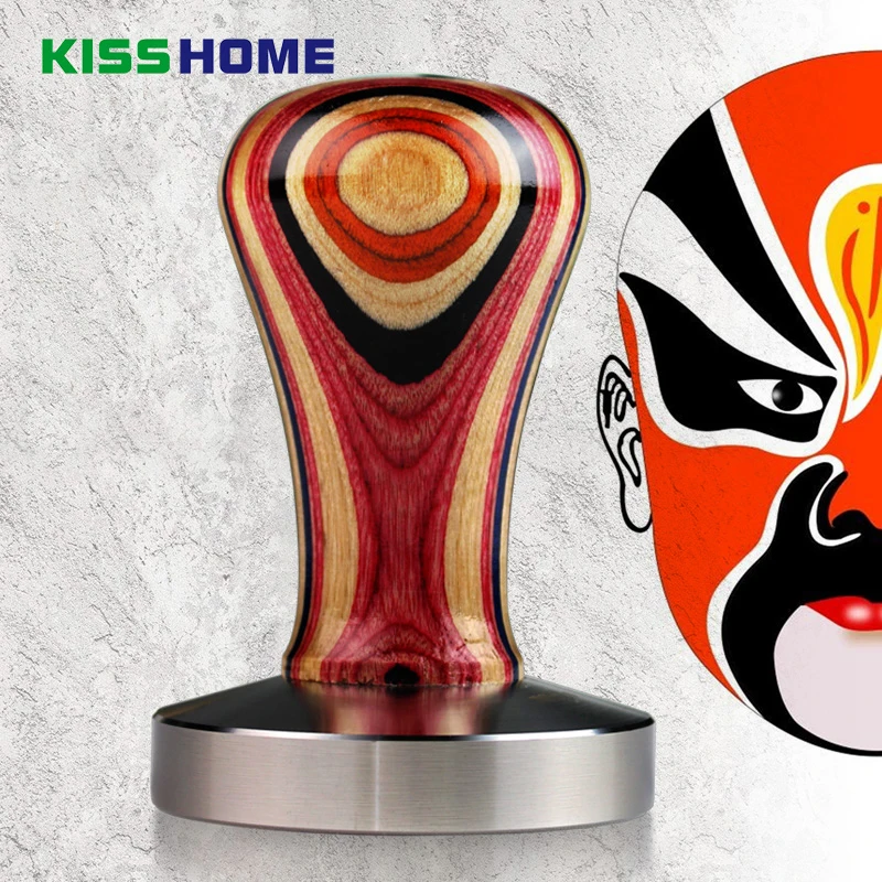 

Colorful Wood Coffee Tamper Solid Wooden Handle 304 Stainless Steel Coffee Powder Hammer 51/54/57/57.5/58mm Cafe Accessories
