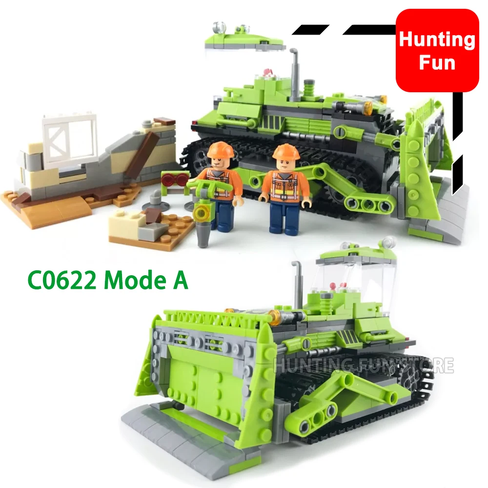 

C0622 451PCS City Builders 2 Modes in 1 Set Crawler Dozer And Paver Minifigs Figures Model Building Blocks Toys for kids Gifts