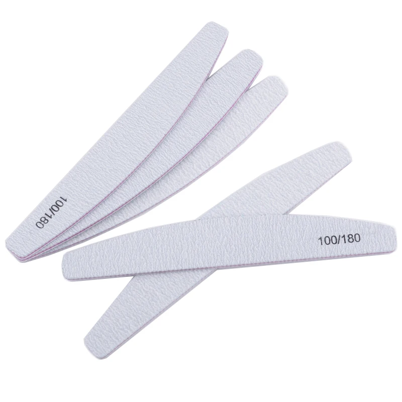 5 шт. наклеки для ногтей 100/180 серый полумесяц дизайн наждачная бумага для полирования файлов DIY Профессиональная пилка для ногтей советы для маникюра