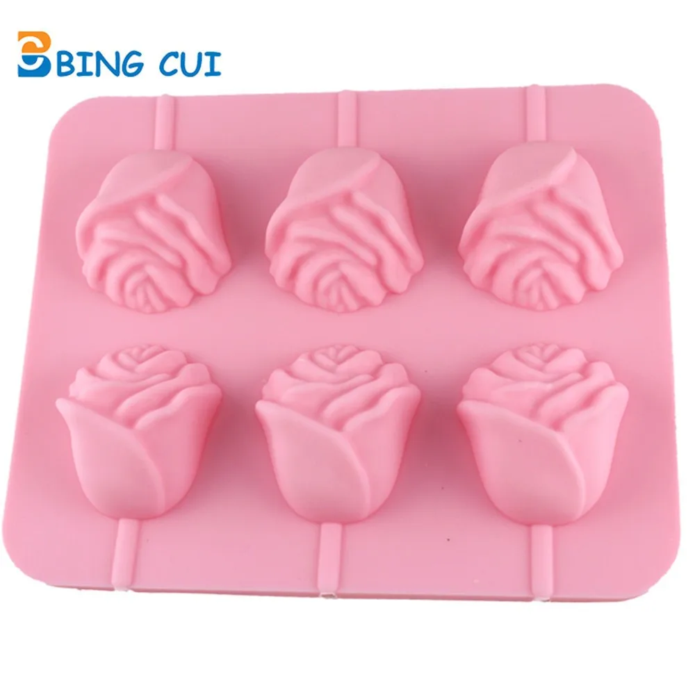 Buy DIY 6 Rose Shape Silicone Lollipop Molds Chocolate