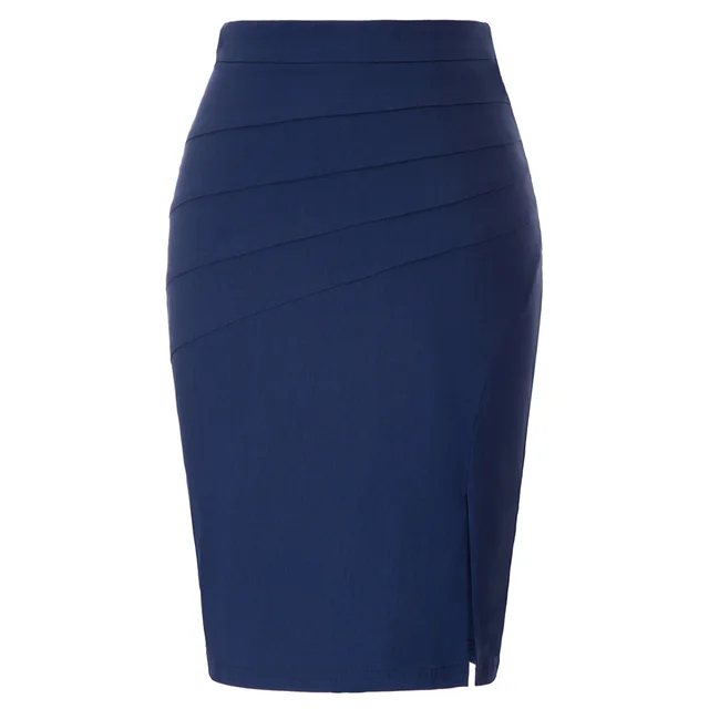 Navy Blue skirt Women office business wear ladies work Solid Color ...