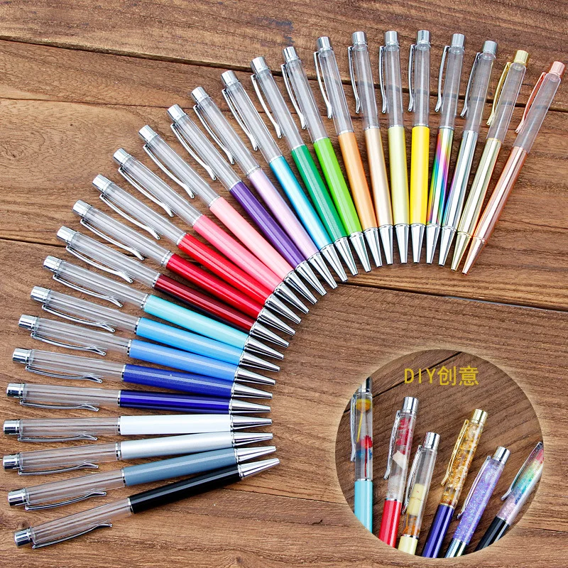 

White Metal Silver Creative DIY Hand Made Crystal Color Ballpoint Pen Empty Pen Birthday Gifts Kids Teachers Gifts S19001 new04