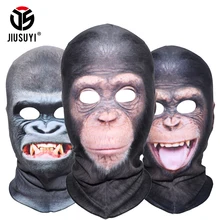 3D Балаклава с животным орангутангом шимпанзе свирепые Смешные термальные шерстяные флисовые зимние теплые маски для шеи на все лицо Вечерние Маски на Хэллоуин