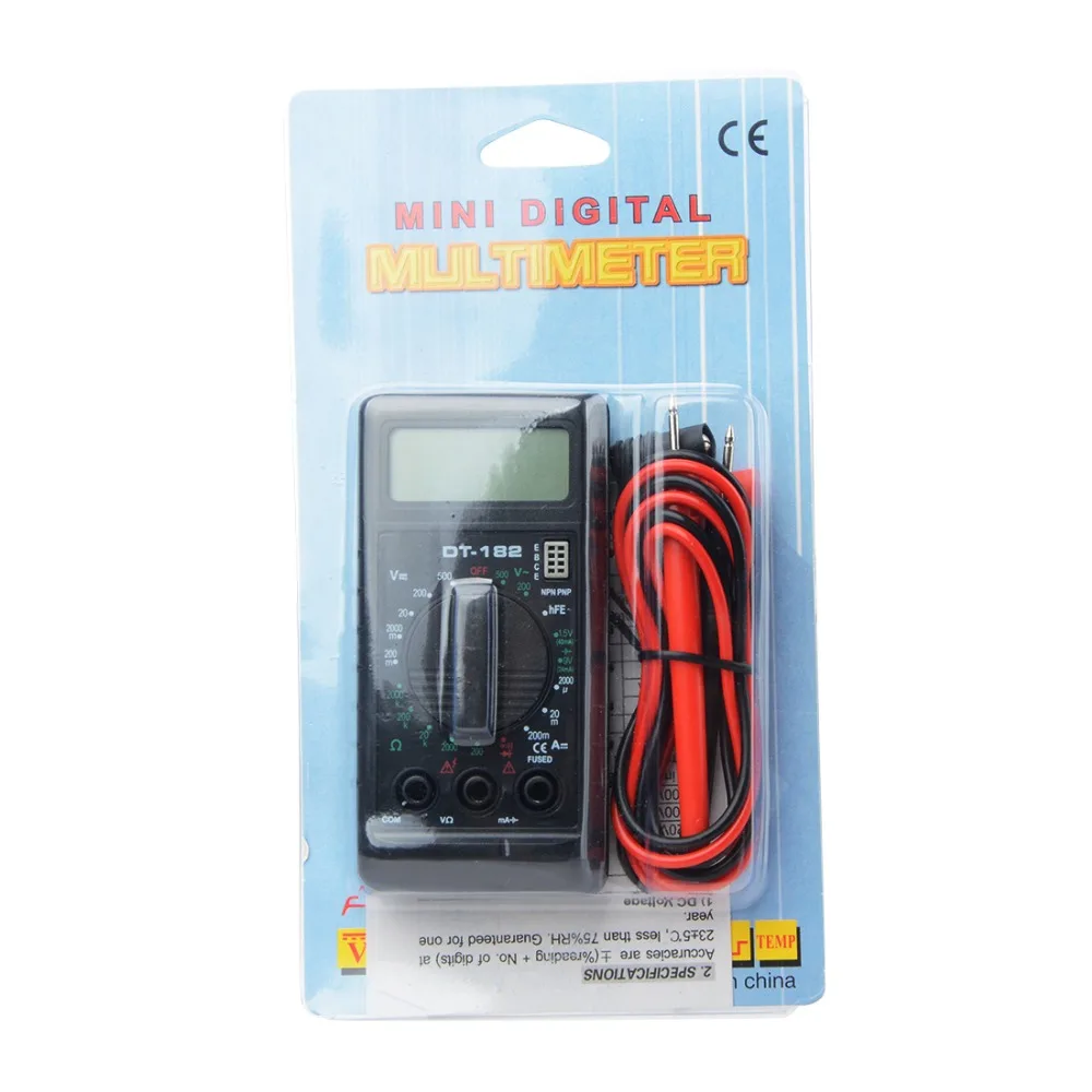 

Mini Digital Multimeter DT182 with Buzzer Overload Protection Pocket Voltage Ampere Ohm Meter DC AC LCD Portable Tool