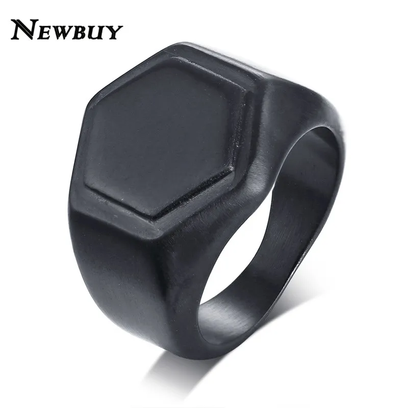

NEWBUY Stainless Steel Punk Style Men Ring Statement Hexagon Ring For Party Dropshipping Birthday Gift