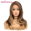 Miss Rola Long Wavy Ombre Brown Synthetic Lace Front Wig For Black Women Wig 150% Density 22 Inches Heat Resistant Fiber ► Photo 1/6