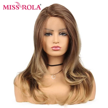

Miss Rola Long Wavy Ombre Brown Synthetic Lace Front Wig For Black Women Wig 150% Density 22 Inches Heat Resistant Fiber