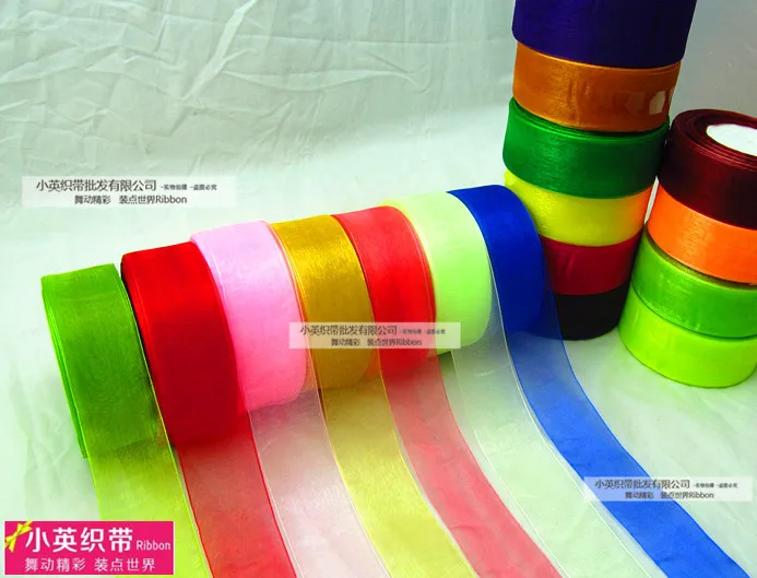 

125 yard ,3.8 cm width 5 pcs Chiffon Ribbon roll Transparent sheer ribbon hairbows 24 different color