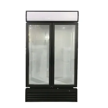 

2 Glass Door Kitchen Refrigerator Single-temperature Freezers Showcase Brass Compressor