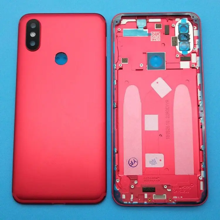 Задняя крышка аккумулятора с отпечатком пальца для Xiaomi mi 6X, задняя крышка с боковыми клавишами для камеры, стеклянная крышка для батареи для Xiao mi A2, задняя крышка