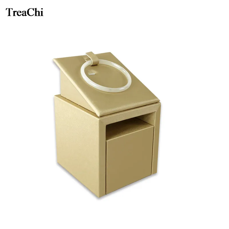 New Gold PU Jade Silver Bead Bangle Stud Jewelry Display Organizer Tower Creative Wooden Jewelry Counter Showcase Floor Board
