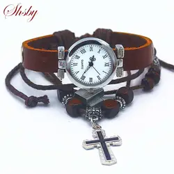 Shsby новый мужской Рома старинные часы браслет кожаный ремешок часы Религиозные Крест Женщины платье часы серебряные женские наручные часы