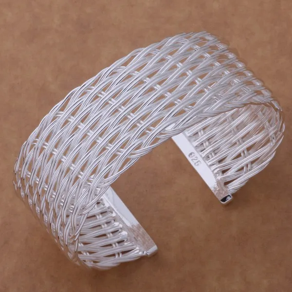 

Hot sale Fashion Jewelry silver plated Bangles Cuff Bracelets Plain woven mesh bracelet /bhnajyua eglamxsa AB013