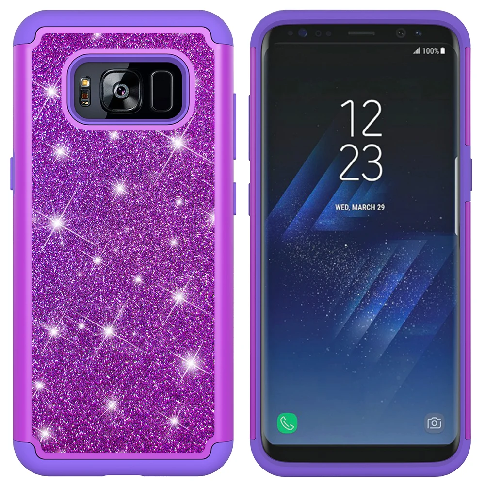 Для samsung Galaxy S8 8 s G950 G950FD G950F Блестящий Bling чехол для телефона для S8 SM-G950FD SM-G950F Прочный hybrid 2- слой Броня обложка