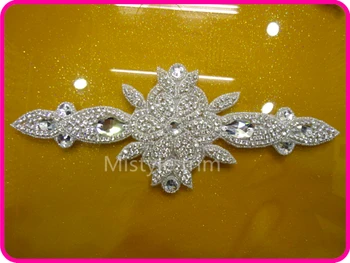 

New Arrival Shine Crystal Glass stone Bridal Rhinestone Appliques and Beaded Sash applique for dance headband
