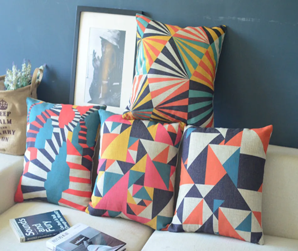 الجملة البسيط colorfull هندسية وسادة ، الكتان وسادة مكتب تزيين المنزل أريكة وسادة الجملة البسيط colorfull هندسية وسادة ، الكتان وسادة مكتب تزيين المنزل أريكة وسادة