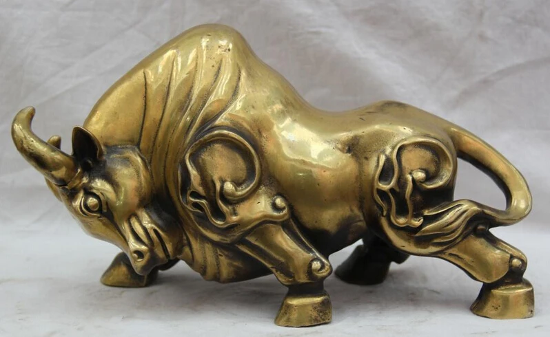 

JP S0524 11 Chinese Fengshui Copper Zodiac Year Bull Oxen strong Sturdy Animal Statue (B0413)