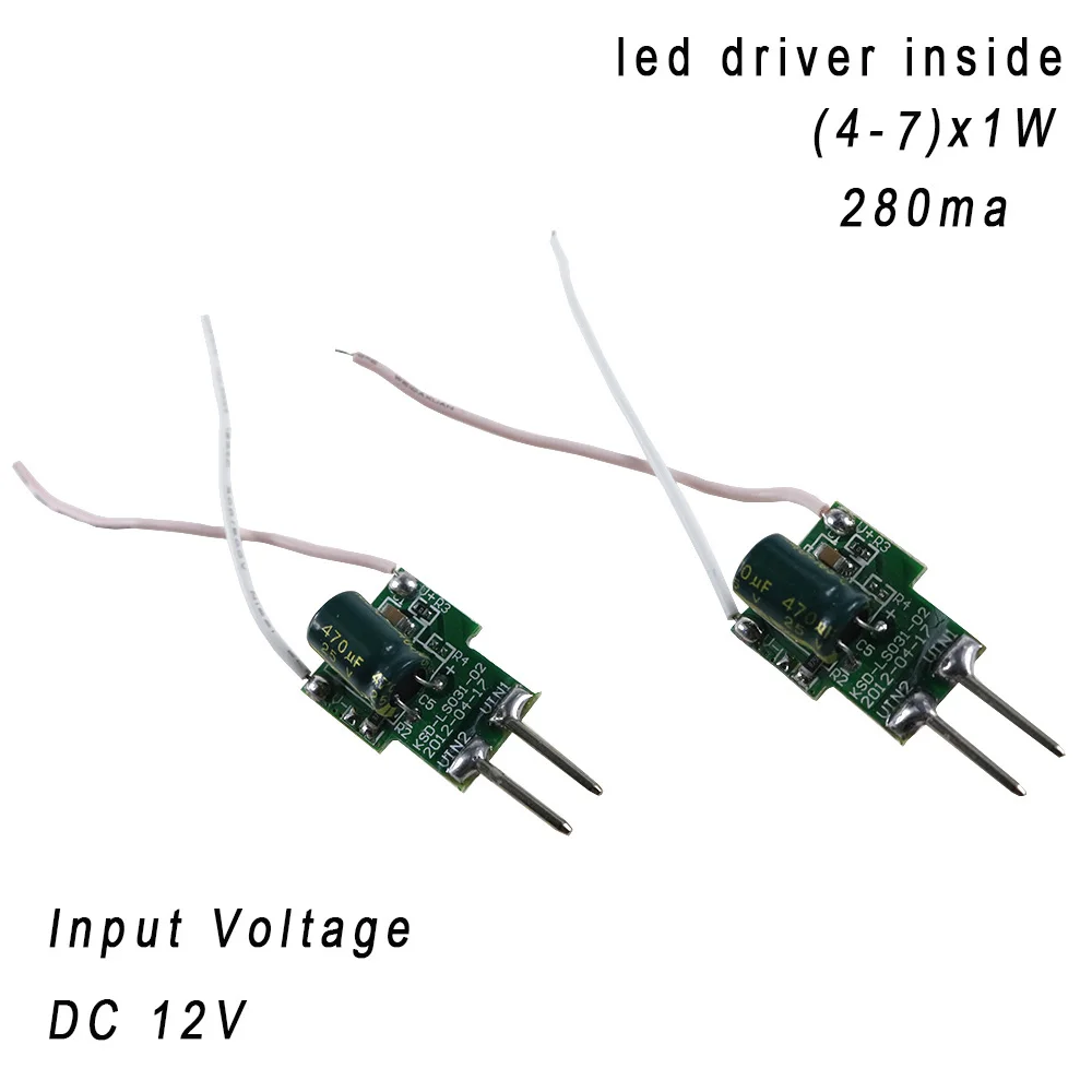 

5PCS led driver inside (4-7)x1W 280ma 12V constant current for 4W 5W 6W 7W indoor led bulb lamp lighting with MR16 2pin plug