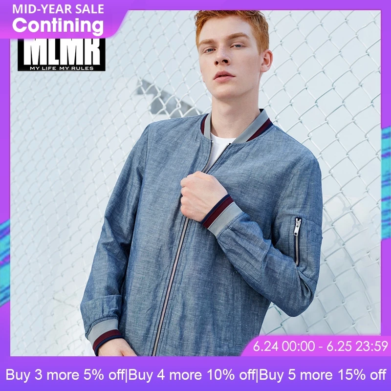

MLMR men spring and summer new linen baseball jacket coat M|217321501