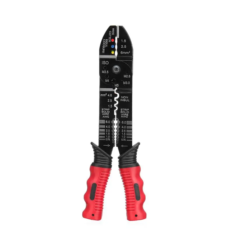 

Multi-function Wire Striper Cutter Crimping Plier Electric Cable Cutting Tool With Textured Grip Handle