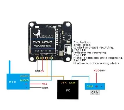 HGLRC DVR для нано мини видеорекордер Поддержка записи воспроизведения SD карты для моделей RC FPV Мультикоптер монитор камеры Запчасти