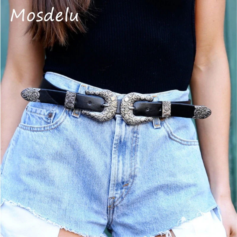 Kendall Coachella Belts For Women Silver Gold Double Buckle Faux