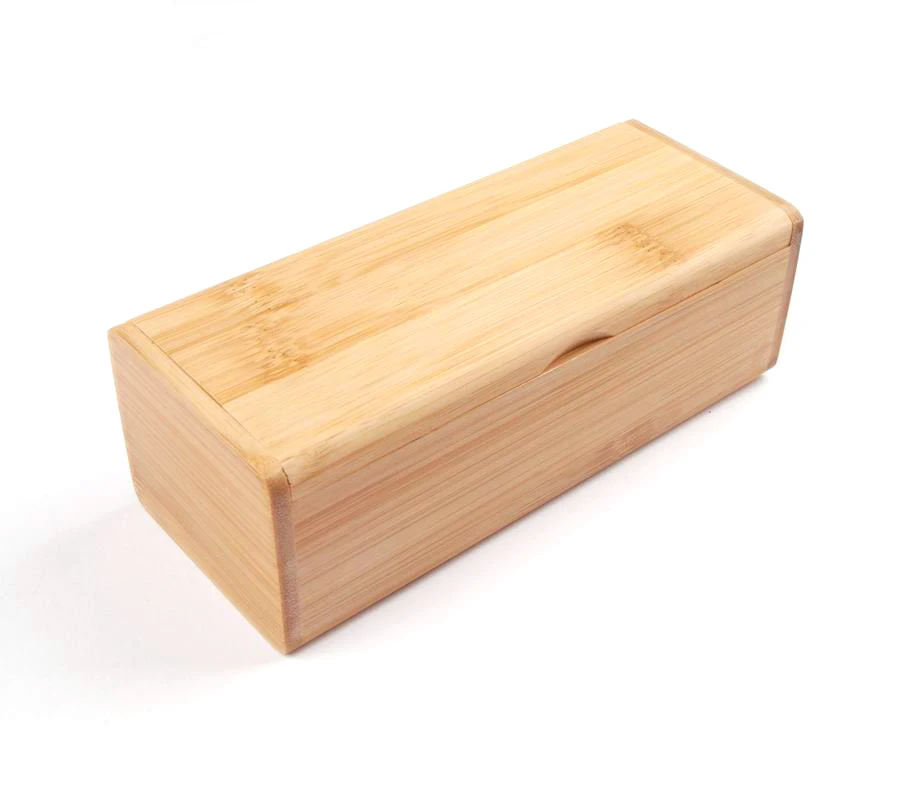 Новейшая модель; бамбуковая коробка с шарниром качества Квадратные деревянные Чехол для очков с чистое бамбуковое BC001
