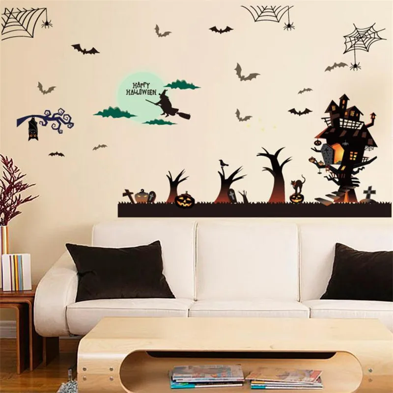 Stickers on the wall New Arrived Happy Halloween Wall Sticker Window Home Decoration Defor Bedroom Living Room Walls    X0813#3001