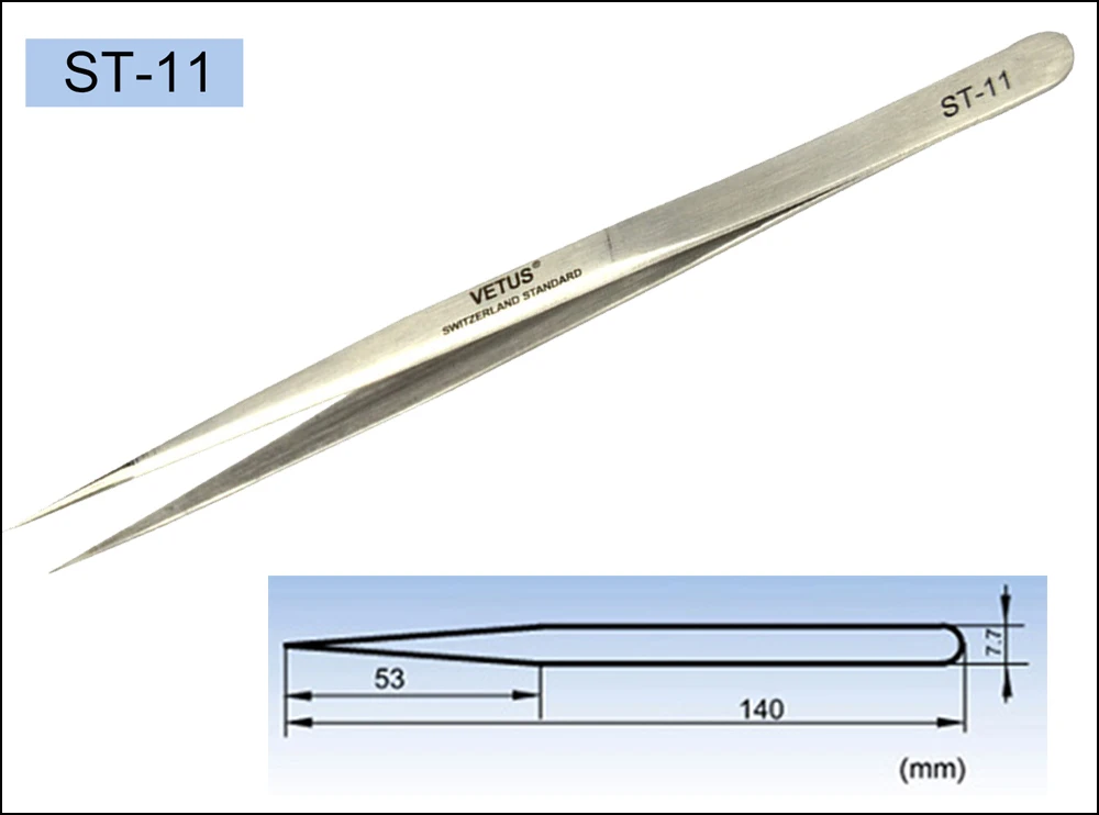 Оригинальные пинцеты «VETUS» Пинцет для наращивания ресниц, инструменты для макияжа ST-11/ST-12/ST-15/ST-17 Пинцет из нержавеющей стали