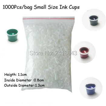 

1000Pcs/bag Small Size Tattoo Ink Cups 0.8*1.1CM Mini Tattoo Pigment Holder HotSale Cosmetic Tattoo Ink Caps Free Shipping