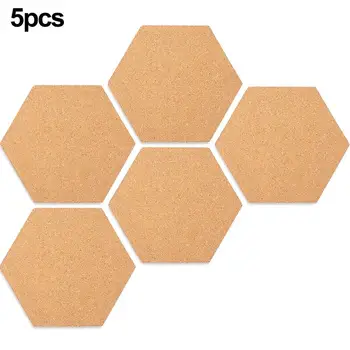 

5PCS Natural Cork Hexagon Adhesive Message Board Photo For Office Home Wall Background Bulletin 30*26*0.6CM