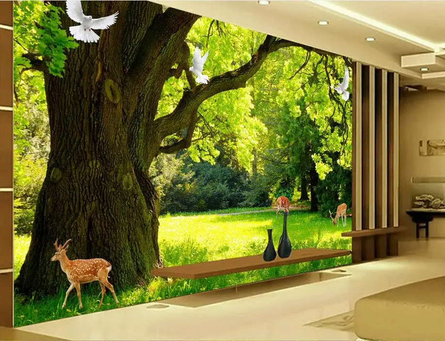 Custom 3d mural de fotos HD moderno simple paisaje bosque 3d papel