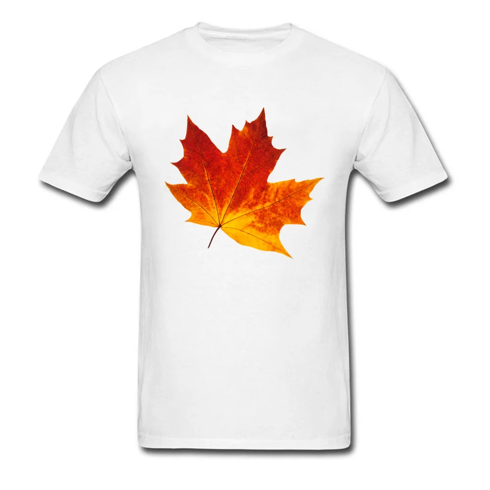 Colorful maple leaf Short Sleeve Tops Tees Crewneck Cotton Fabric Men's T-Shirt Customized Clothing Shirt Family Colorful maple leaf white