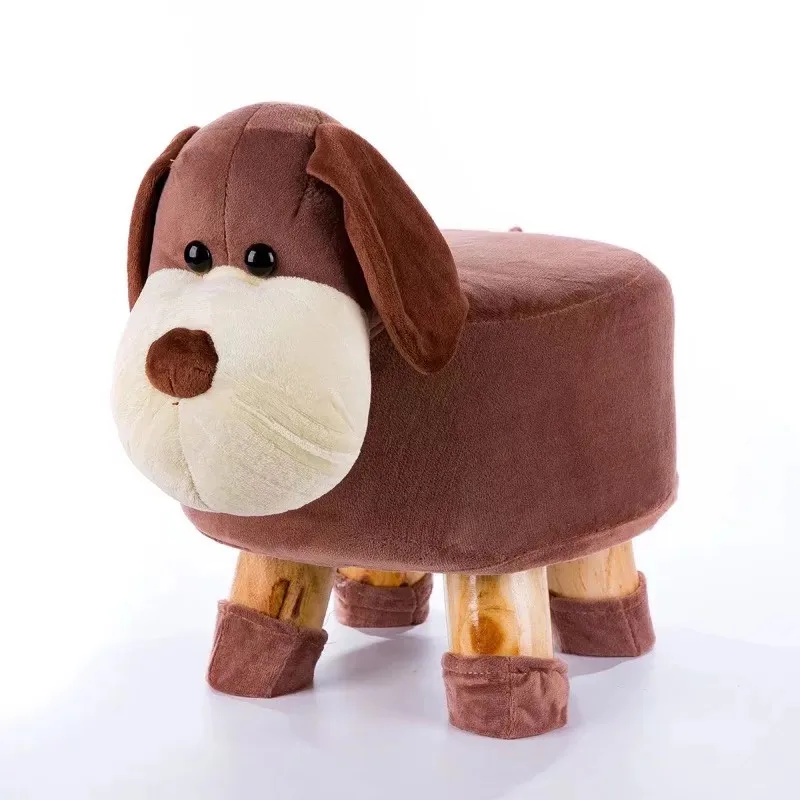

Children's Stool Cartoon Solid Wood Animal Stool Home Baby Cute Plush Toy Stool Creative Bench