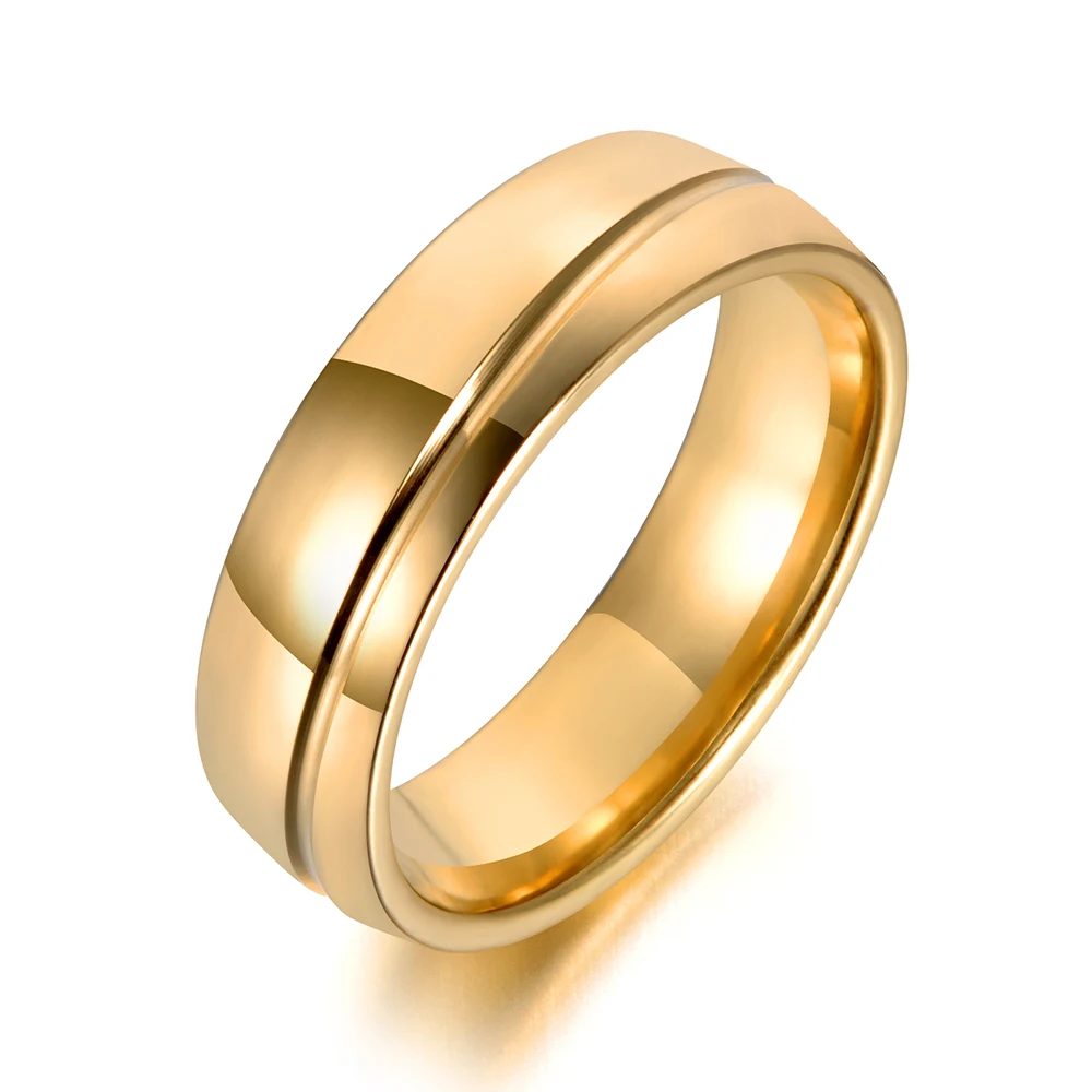 Новое кольцо из нержавеющей стали золотого цвета для женщин и мужчин, простой парой Титановый стальной свадебный браслет, ювелирные изделия Anneau R18120