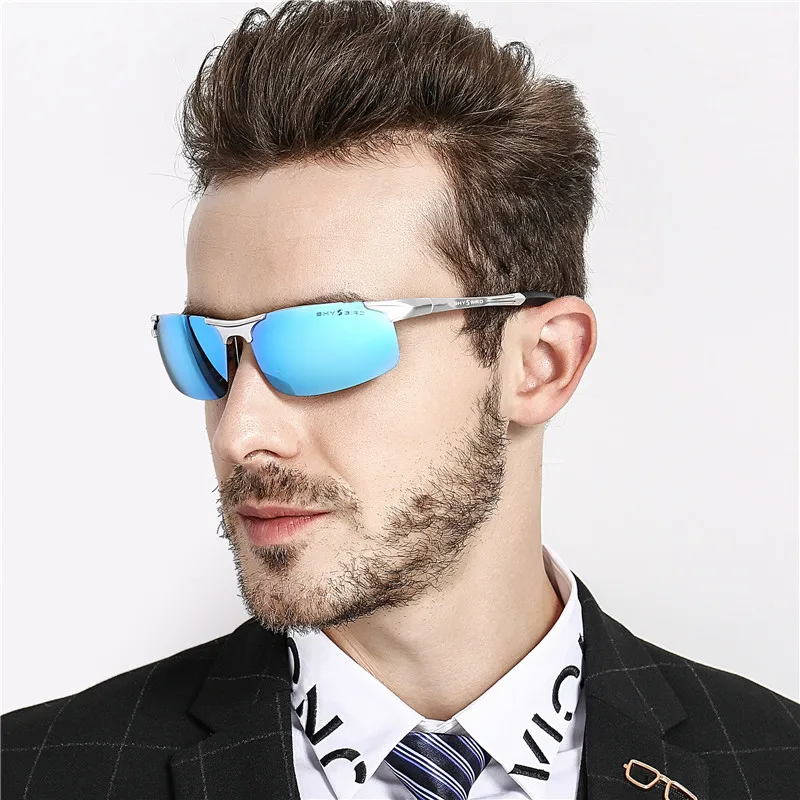 Солнцезащитные очки для мужчин, поляризованные зеркальные Мужские солнцезащитные очки с покрытием из алюминиево-магниевого сплава, Поляризованные спортивные мужские очки, аксессуары 8177