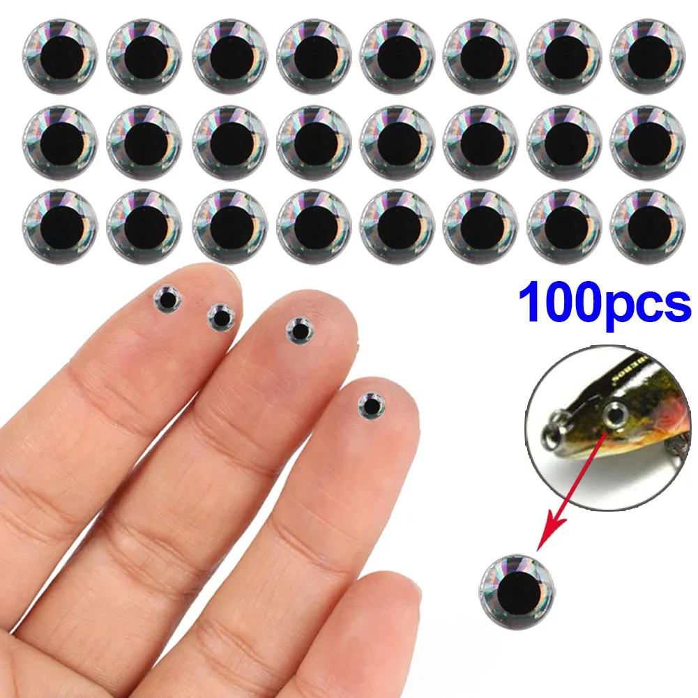 100pcs 6mm 3D Holographic Fishing Lure Fish Eyes Fly Tying Jigs Crafts 88 shop XR-Hot - Цвет: Silver