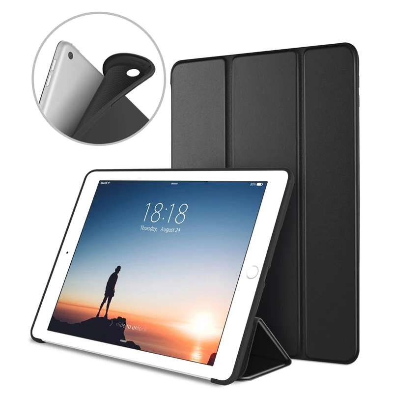 

Case for iPad 9.7 inch 2017/2018 Ultra Slim Smart Case Trifold Cover Stand with Flexible Soft Silicon Back for iPad Air 1/2