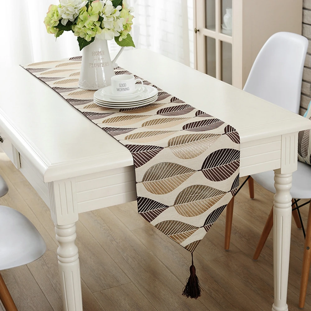 Modern Style Coffee Leaf Fallen Table Runners Mat Table Flag with