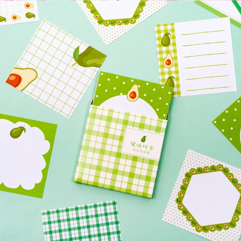 

60 Sheets/box Cute Cherry Peach Avocado Memo Pad Diary DIY Sticky Notes Paper Bookmark Notepad Kawaii Stationery