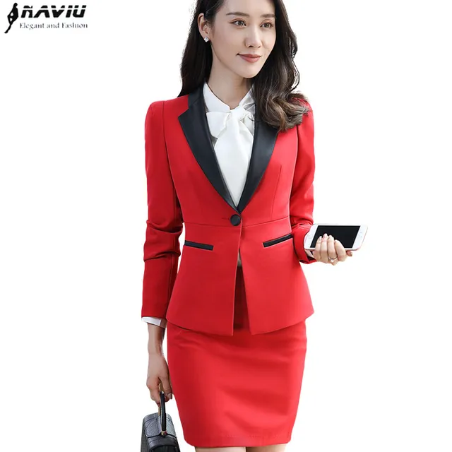 New fashion women skirt suits set Business formal long sleeve Patchwork