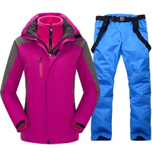 Высокое качество женский лыжный костюм сноуборд лыжная куртка+ ветрозащитные водонепроницаемые брюки утолщенные теплые уличные зимние комплекты одежды