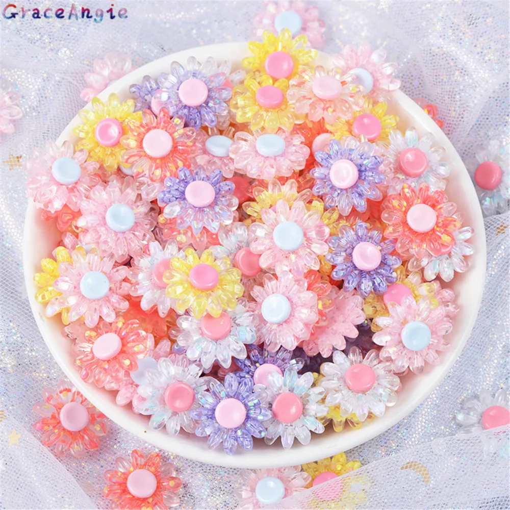 GraceAngie 10pcs Resin crystal flower charms Mix color Sunflower mobile phone shell accessories Jewelry Making findings | Украшения и