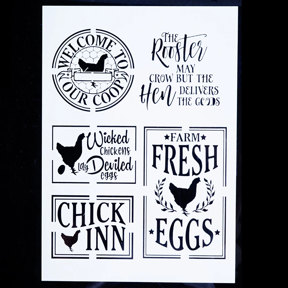 

A4 A3 A2 Letter Chicken Stencils for Wall Painting DIY Scrapbooking album Paper Card Making Craft Decorative Embossing Template