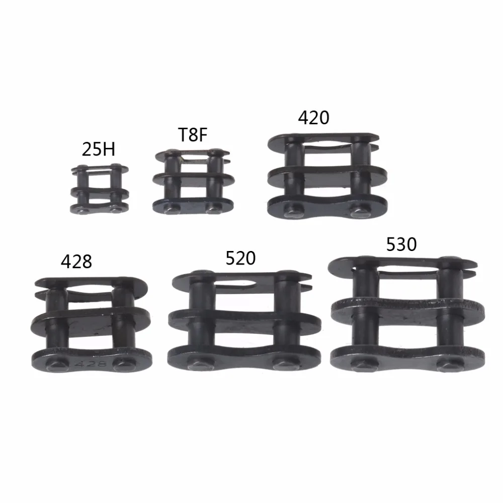 Золотой/черный мотоцикл цепи пряжки кольцевым соединением 25H# T8F#420#428#520#530# цепочка кольцевым соединением для грязи питбайк ATV C45