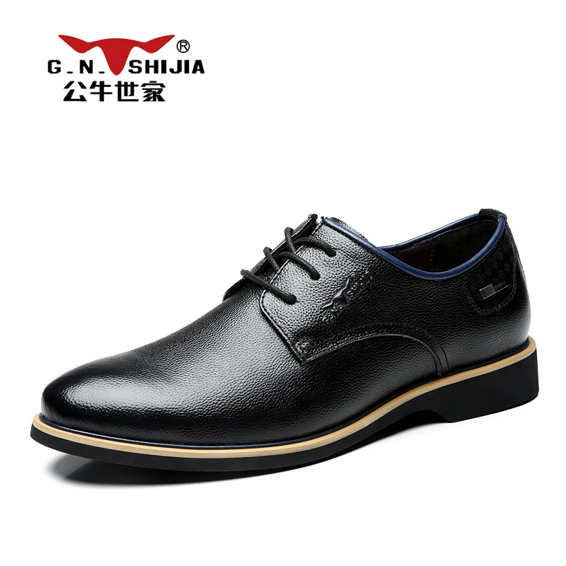 

G.N. SHI JIA Men's Casual Shoes Spring Autumn New Waterproof Cow Leather Rubber Sole Lace Up Style Male Leisure Shoes 888390